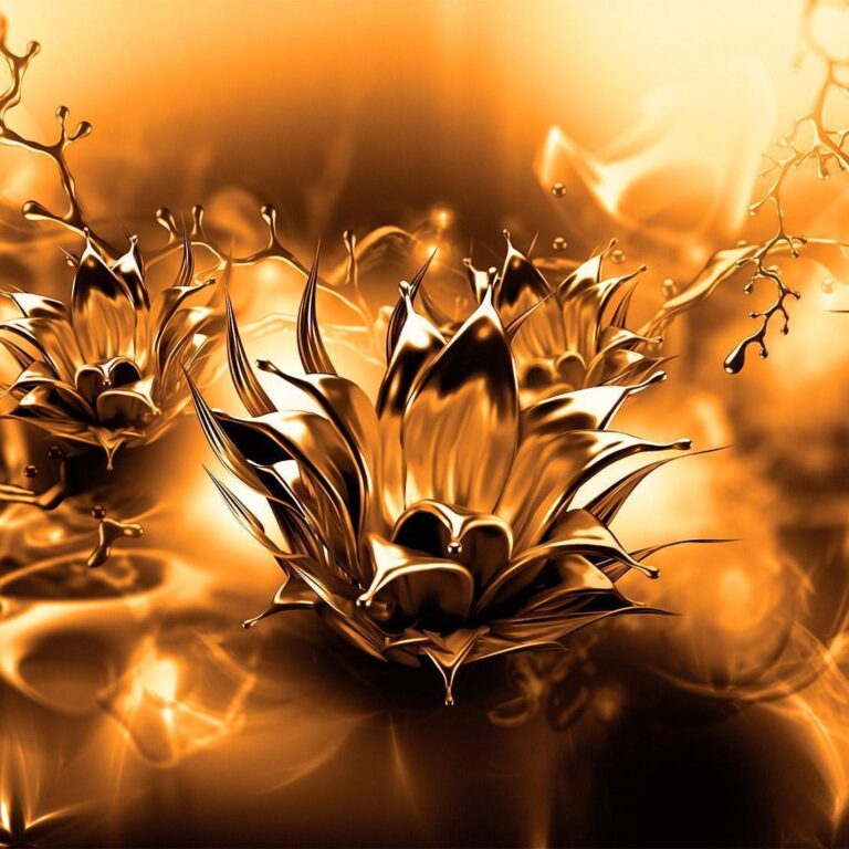 Fotobehang - Oily Flower (Orange)