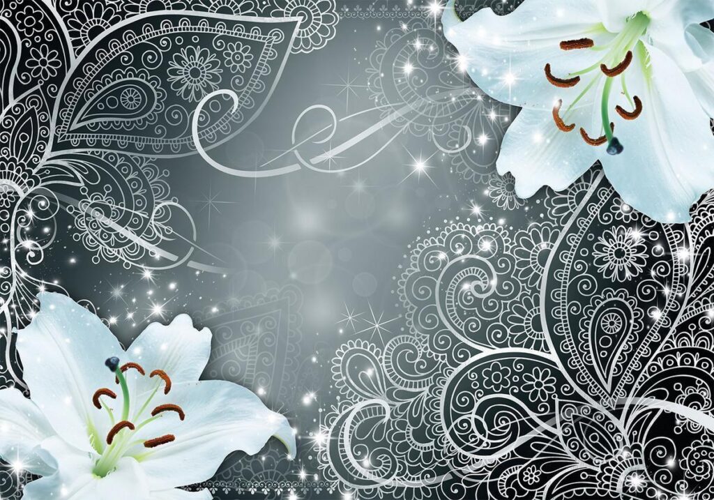 Fotobehang - Oriental Wings (Grey)