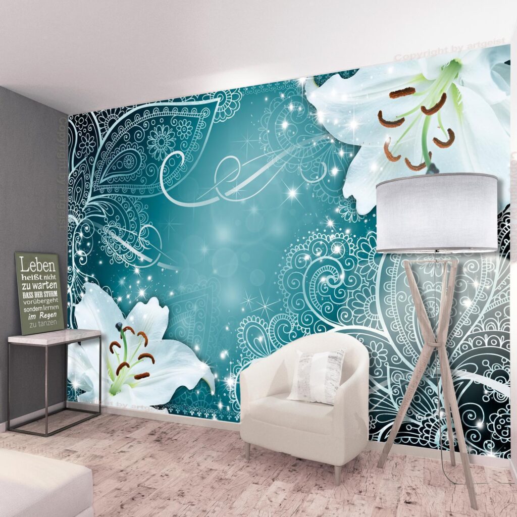 Fotobehang - Oriental Wings (Turquoise) - Afbeelding 2