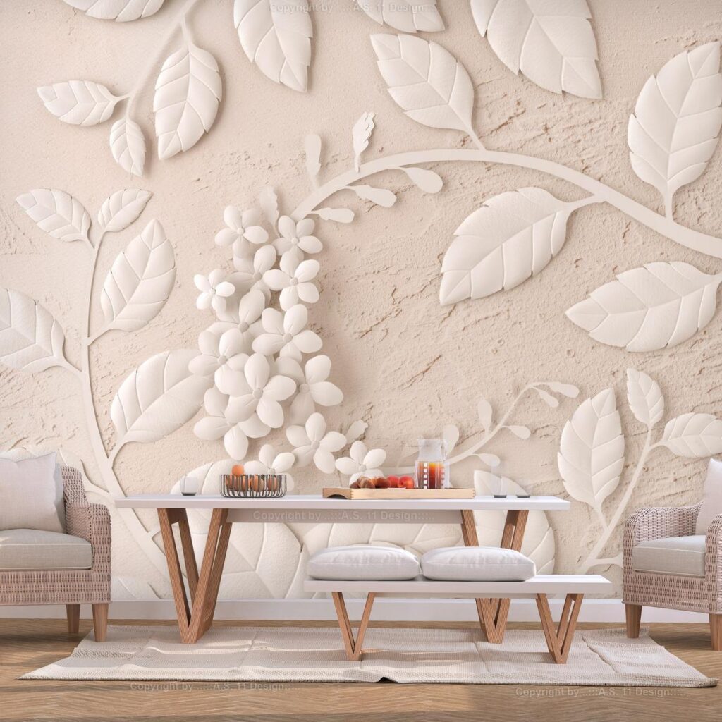 Fotobehang - Paper Flowers (Beige) - Afbeelding 2