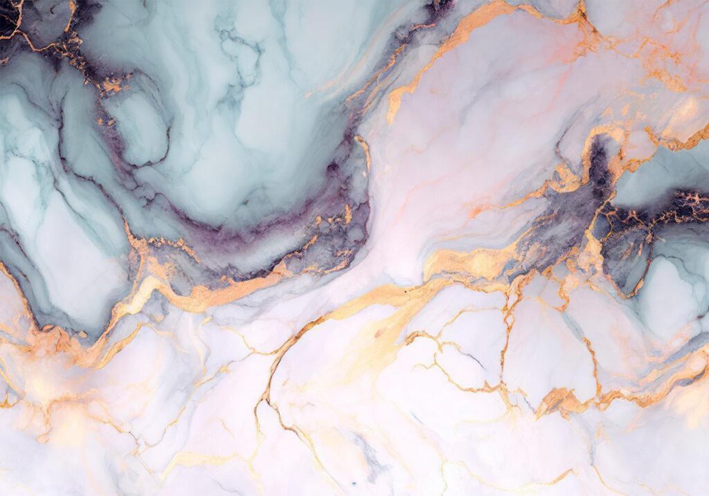Fotobehang - Pastel Stones - Pink and Blue Marble-based Structures