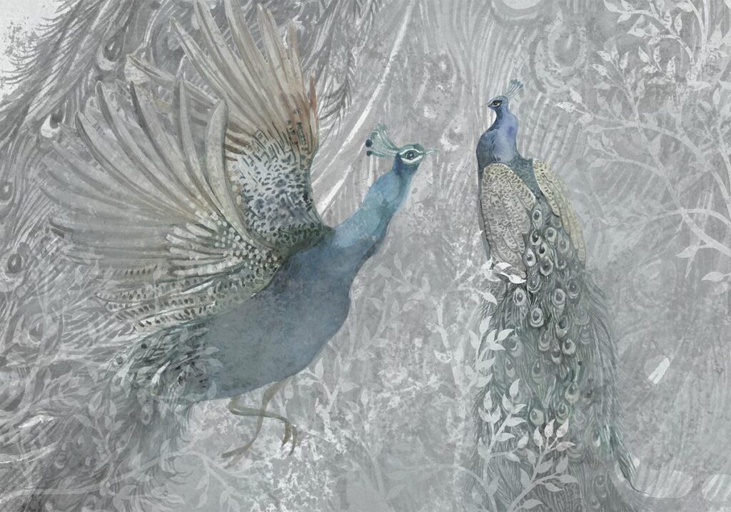 Fotobehang - Peacocks Dancing - Second Variant - Afbeelding 2