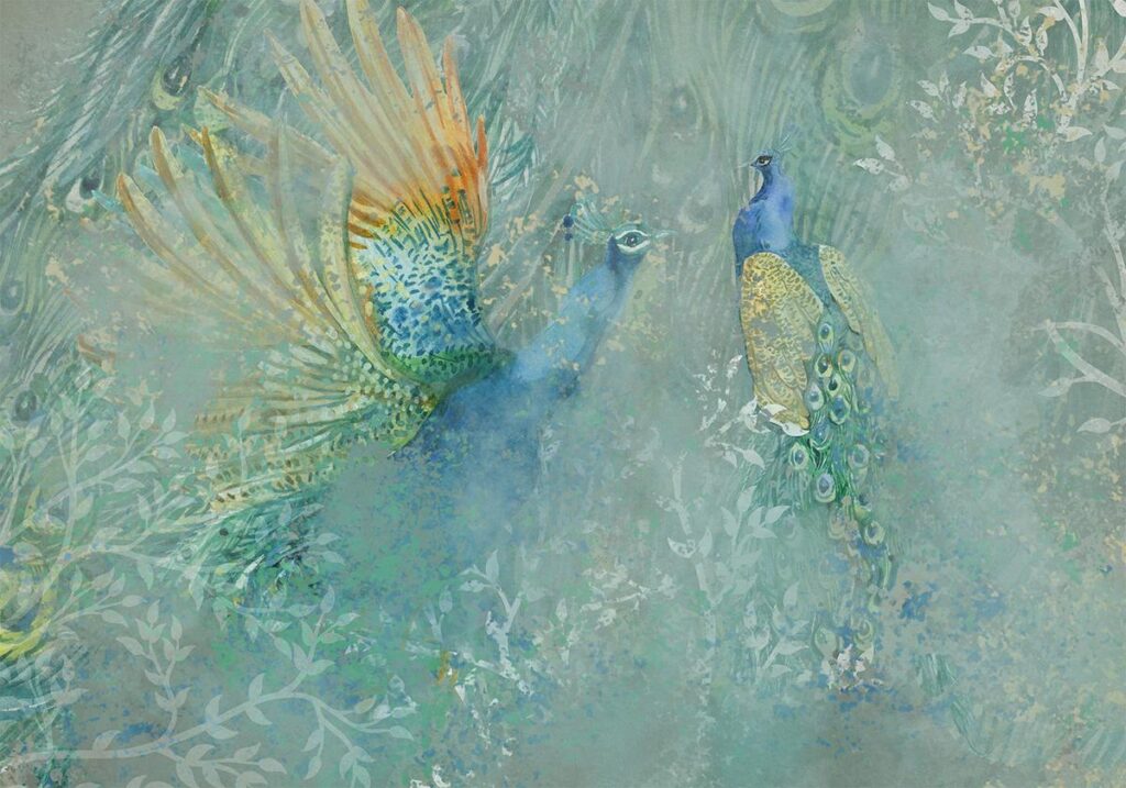 Fotobehang - Peacocks Dancing - Third Variant - Afbeelding 2