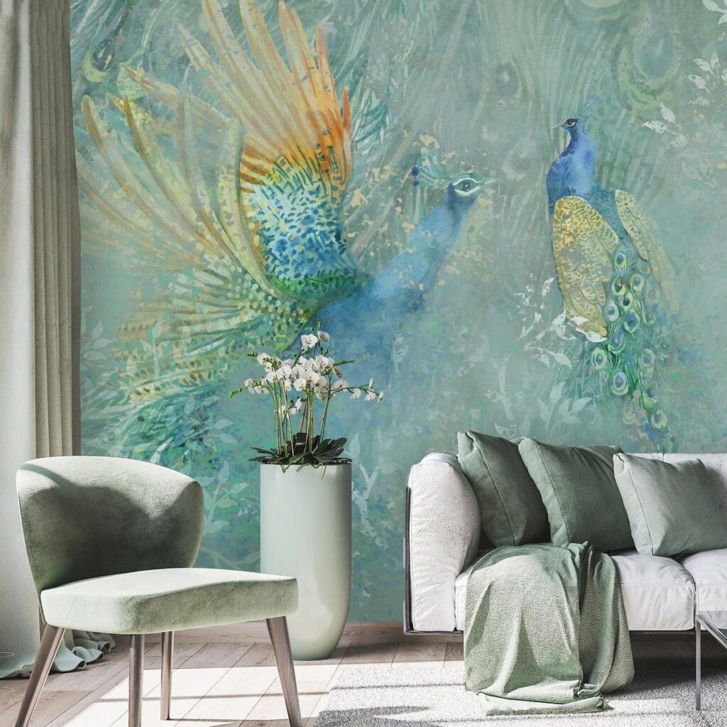 Fotobehang - Peacocks Dancing - Third Variant
