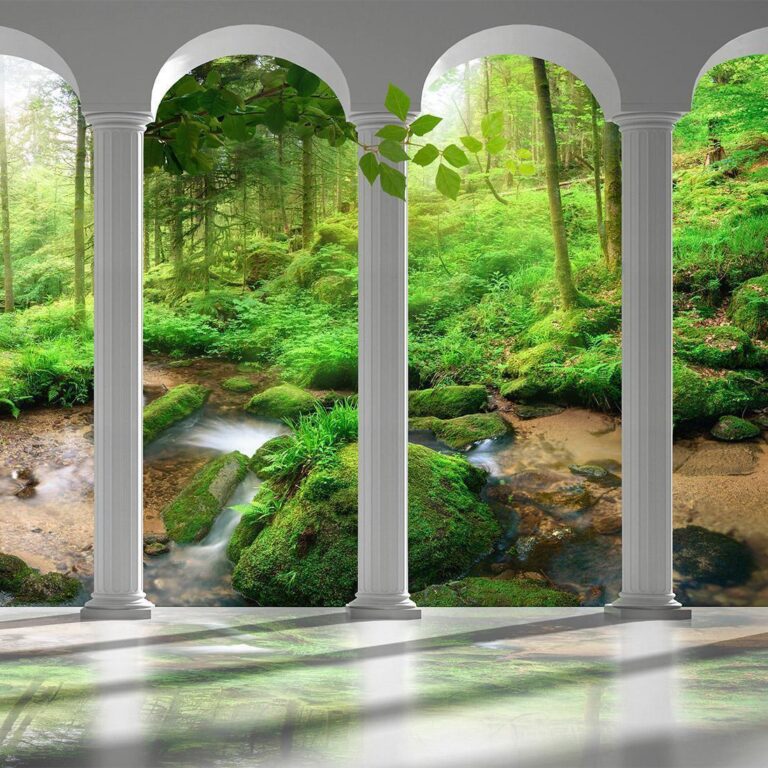 Fotobehang - Pillars and Forest
