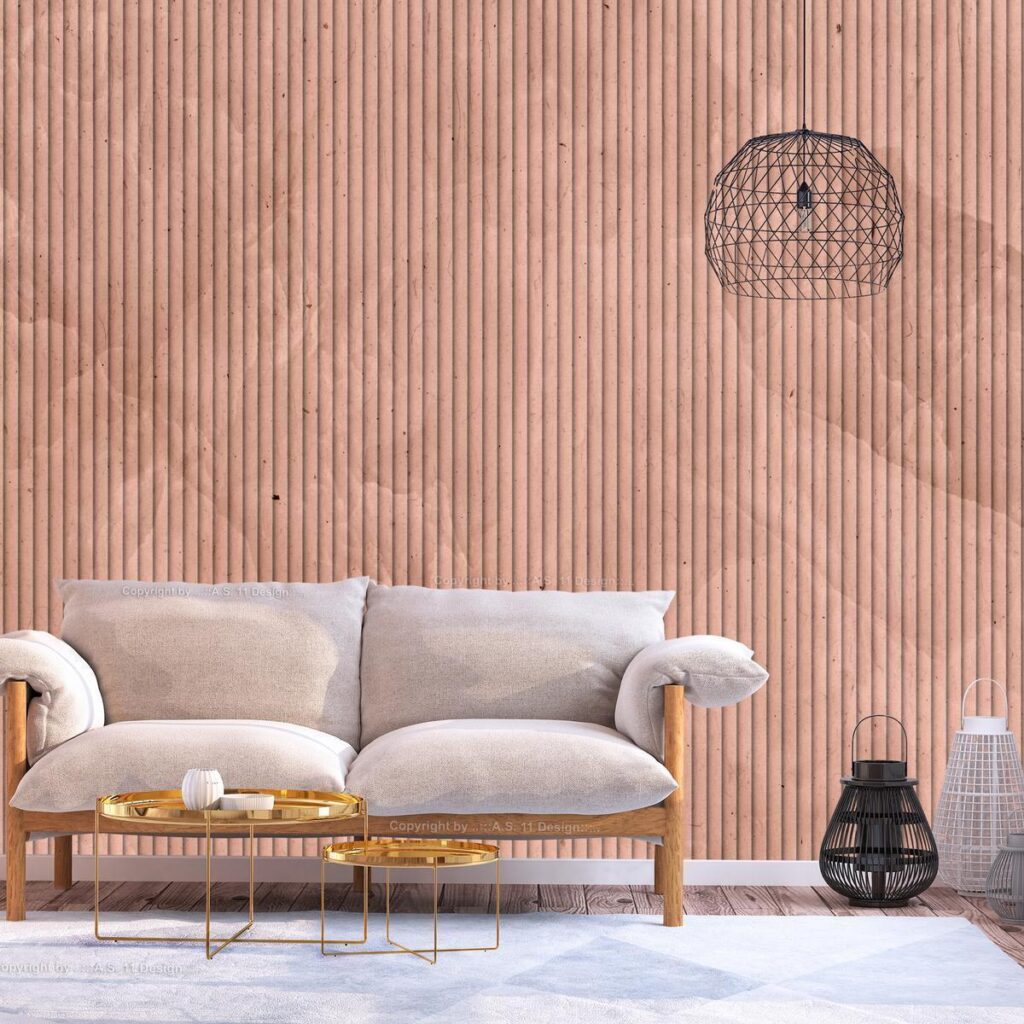 Fotobehang - Pink reed - solid background with textured vertical stripes with pattern - Afbeelding 2
