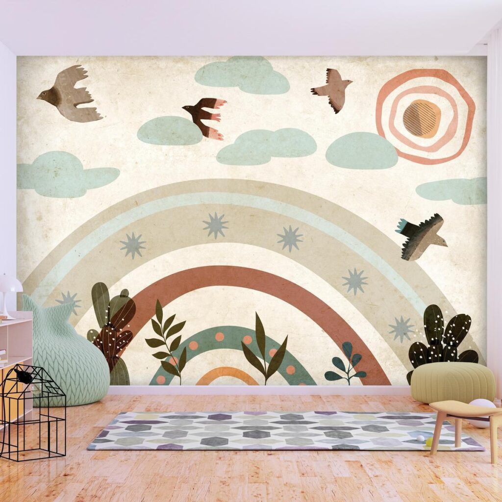 Fotobehang - Rainbow and Birds - Afbeelding 2