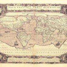 Fotobehang - Retro style world map - outline of continents with inscriptions in Latin