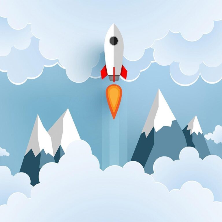 Fotobehang - Rocket in the Clouds