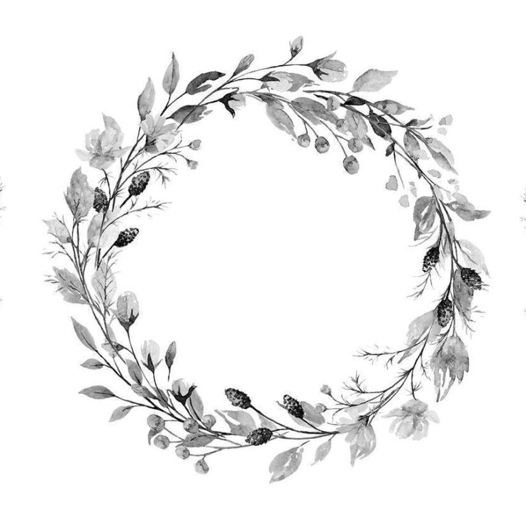 Fotobehang - Romantic wreath - grey plant motif with leaves with rose pattern