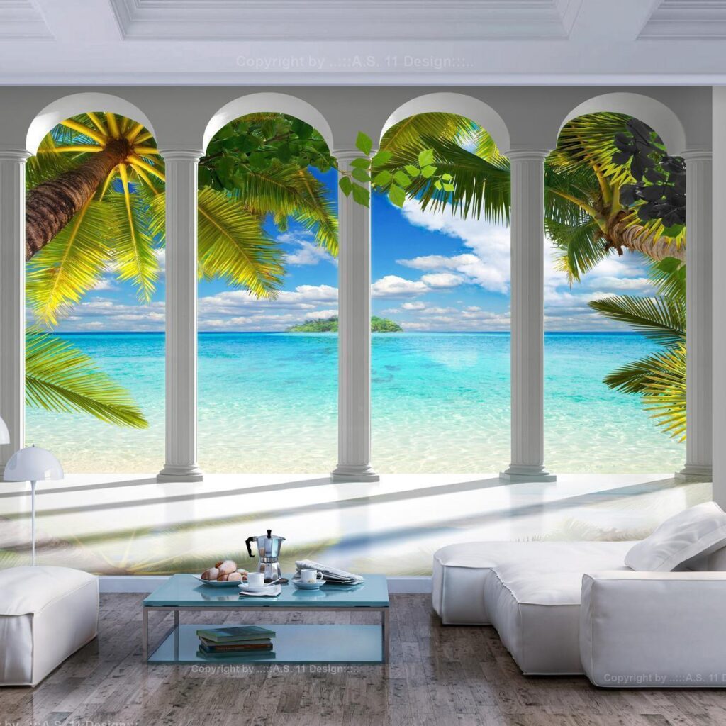 Fotobehang - Sea behind Columns - Afbeelding 2