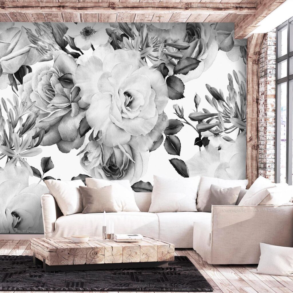 Fotobehang - Sentimental Garden (Black and White) - Afbeelding 2