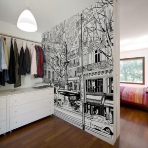 Fotobehang - Sketch of parisian fountain