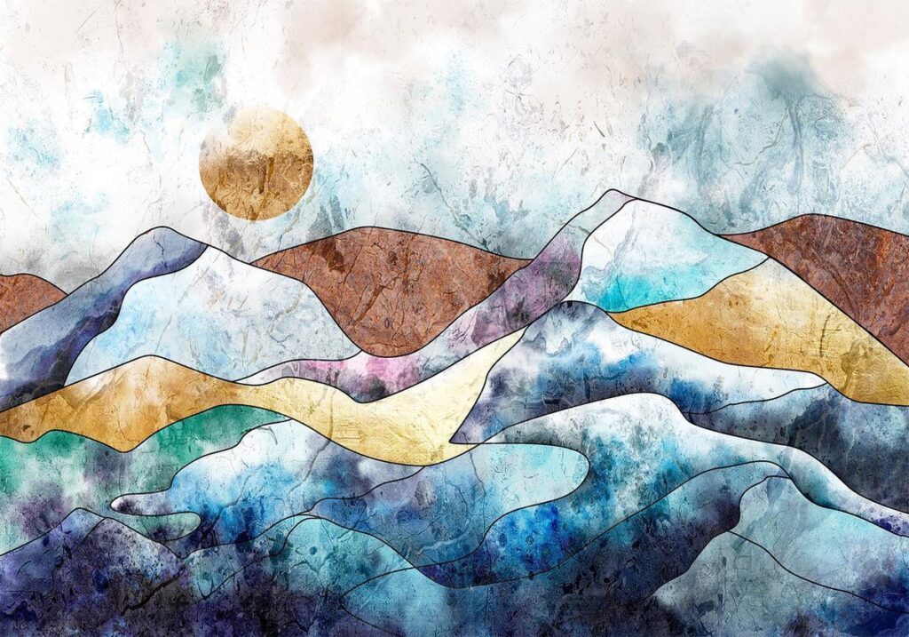 Fotobehang - Stained Glass Landscape - Afbeelding 2