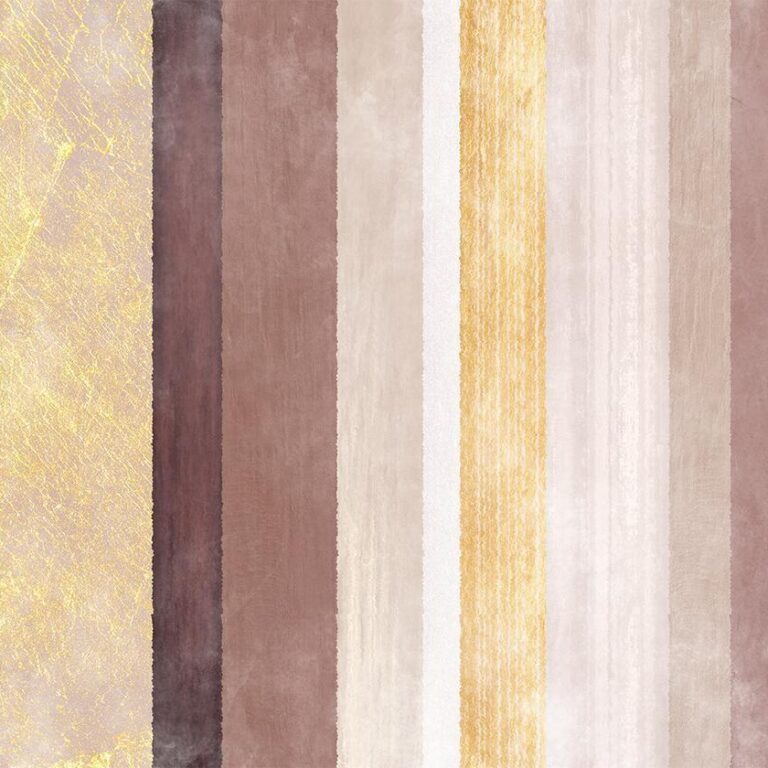 Fotobehang - Striped pattern - abstract background in stripes of different colours with gold pattern