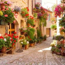 Fotobehang - The Alley in Spello (Italy)