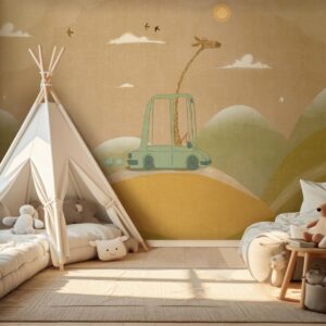 Fotobehang - Traveling Giraffe