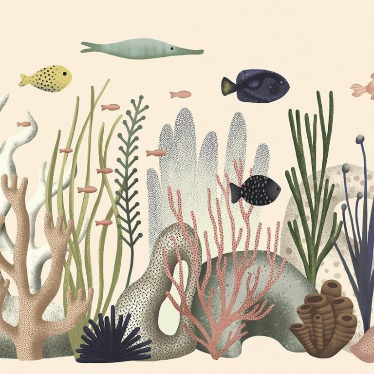 Fotobehang - Underwater World - Fish and Corals in Pastel Colours