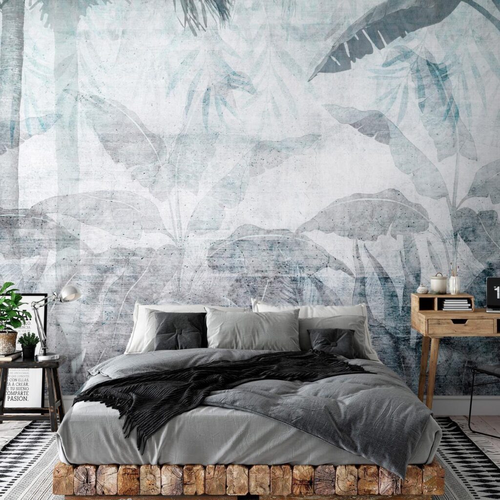 Fotobehang - Vanishing jungle - landscape of exotic nature in blue tones - Afbeelding 2