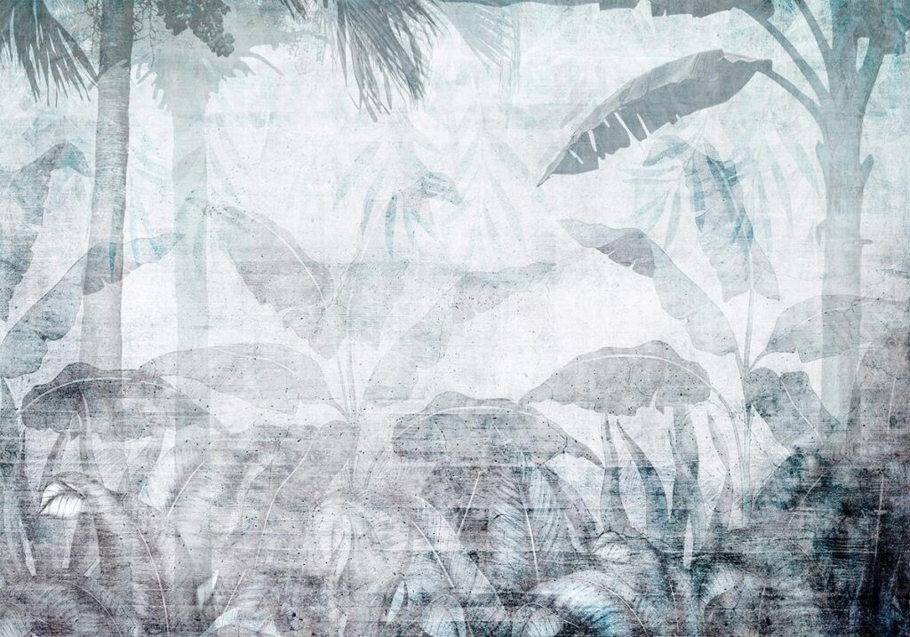 Fotobehang - Vanishing jungle - landscape of exotic nature in blue tones