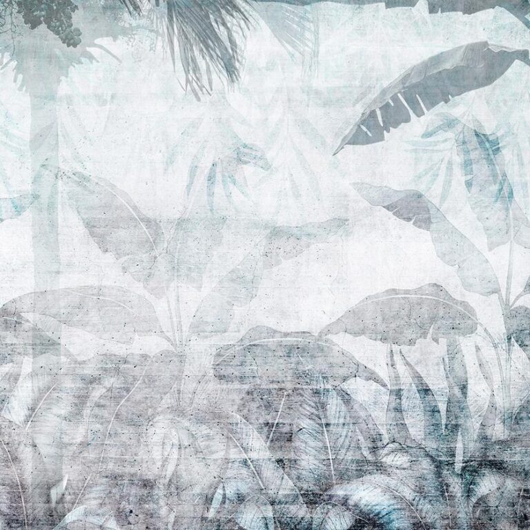 Fotobehang - Vanishing jungle - landscape of exotic nature in blue tones