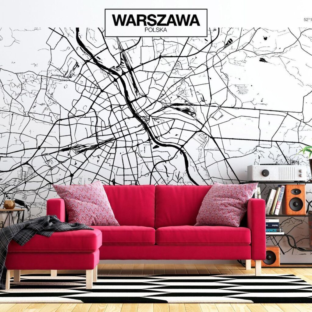 Fotobehang - Warsaw Map - Afbeelding 2