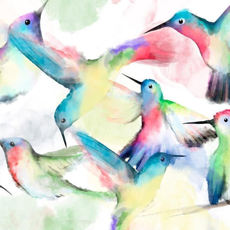 Fotobehang - Watercolor Birds
