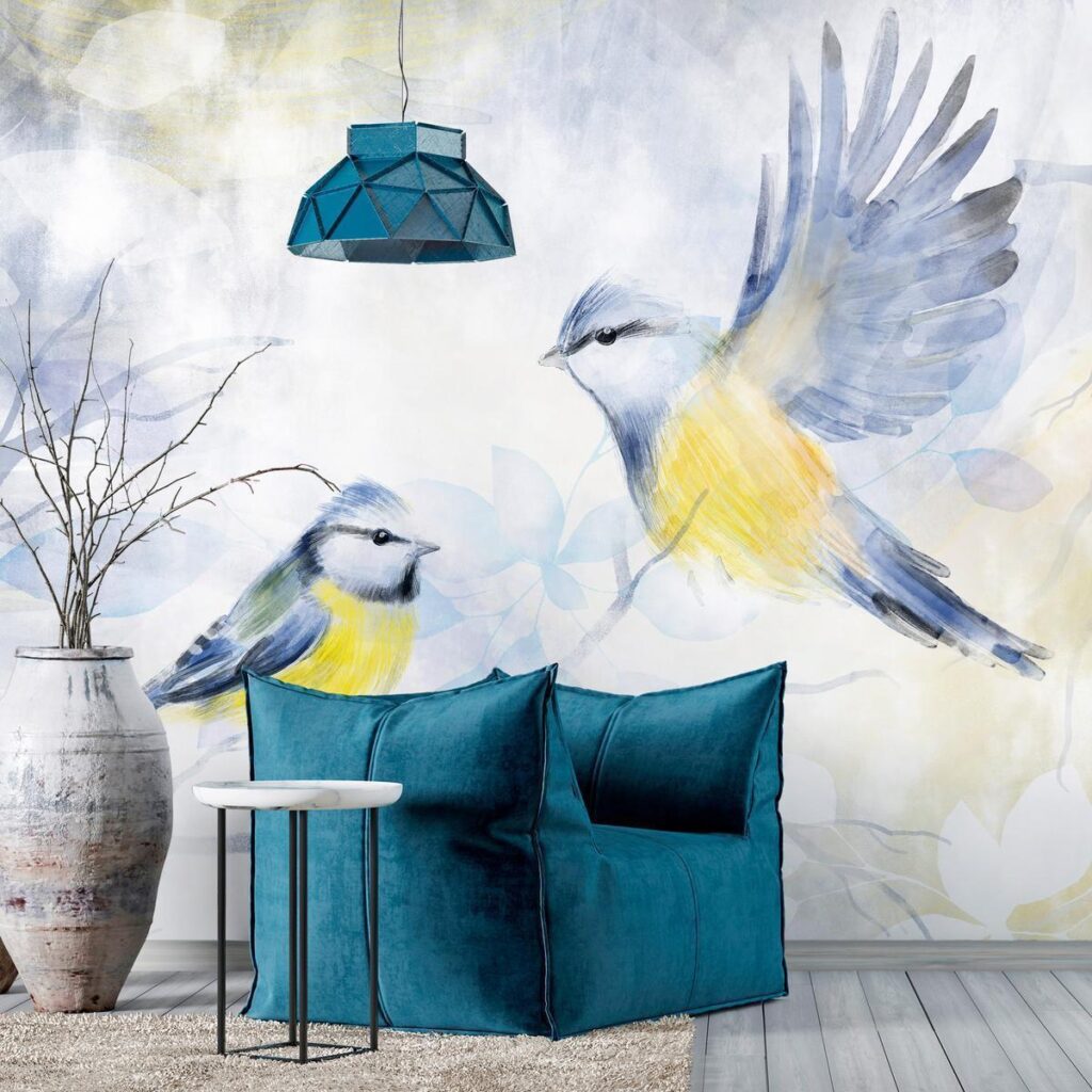 Fotobehang - Watercolor Tit - First Variant