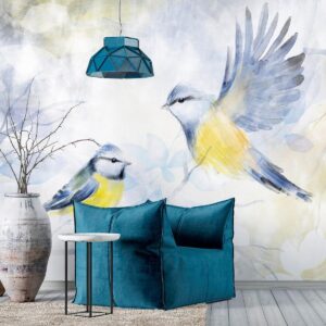 Fotobehang - Watercolor Tit - First Variant