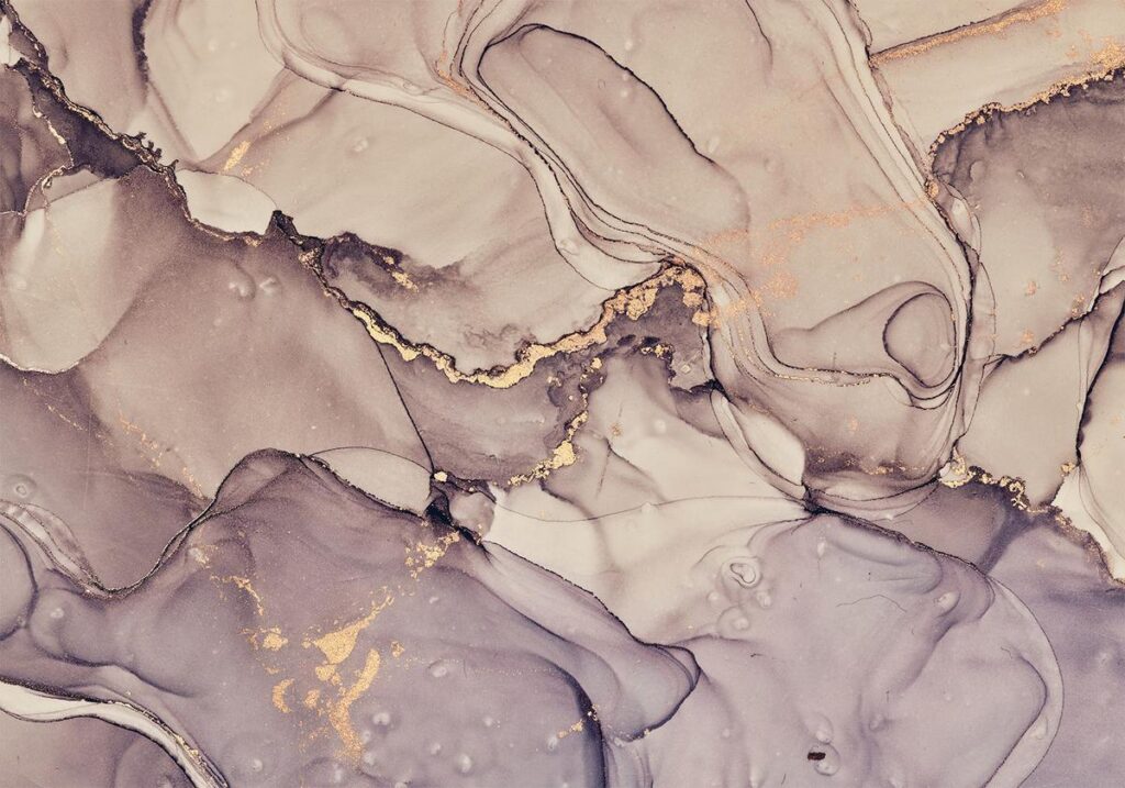 Fotobehang - Watercolour Abstraction - Powder Pink Marble With Gold Accents - Afbeelding 2