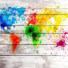 Fotobehang - World Map: Colourful Blot