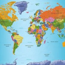 Fotobehang - World Map: Colourful Geography