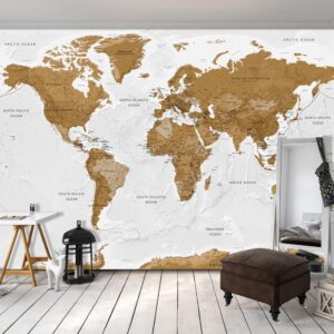 Fotobehang - World Map: White Oceans