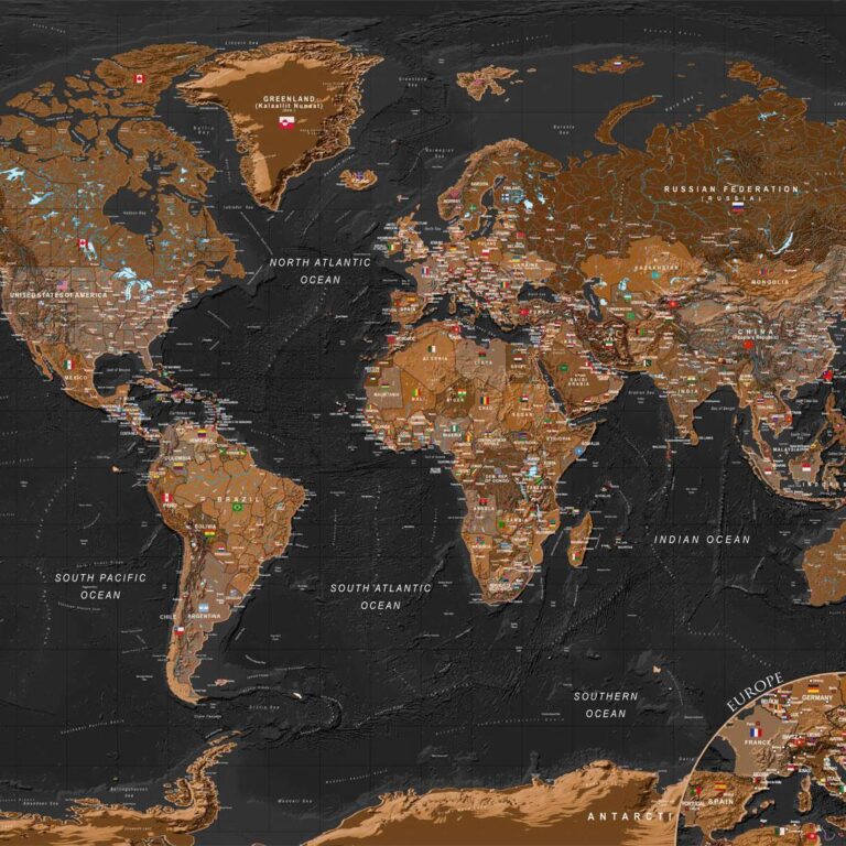 Fotobehang - World: Stylish Map