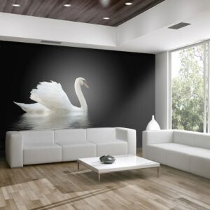 Fotobehang - swan (black and white)