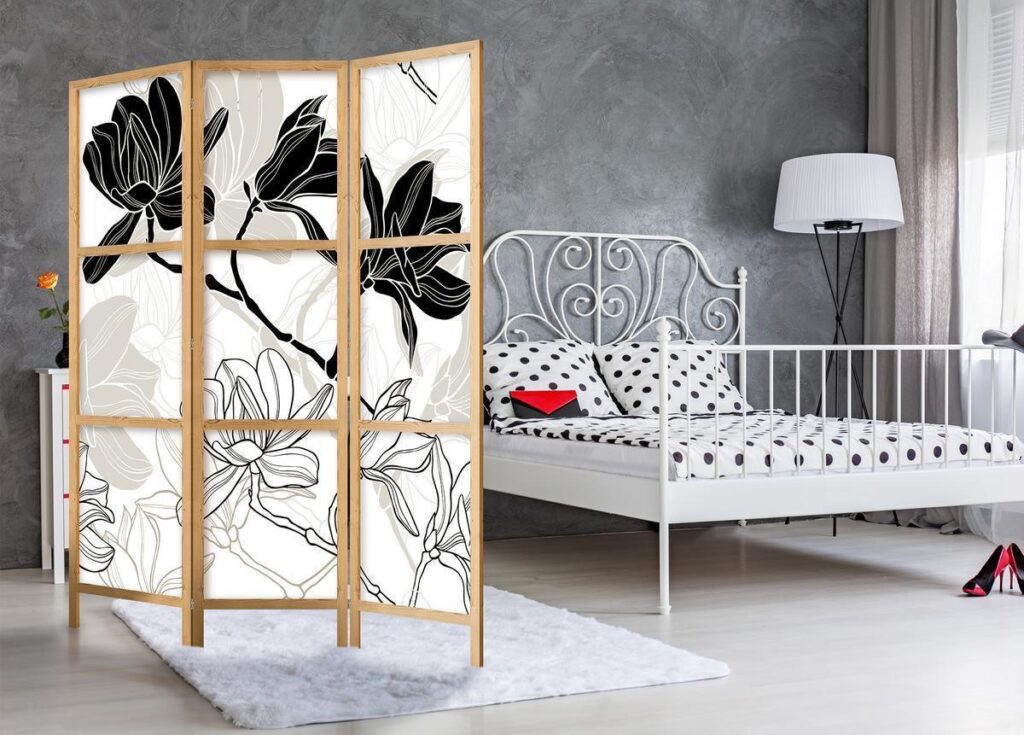 Japans kamerscherm - Black and White Flowers I