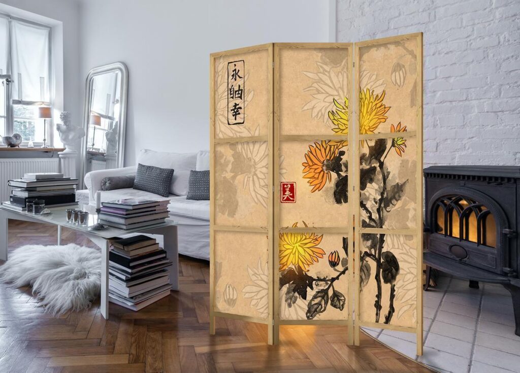 Japans kamerscherm - Style: Chrysanthemums