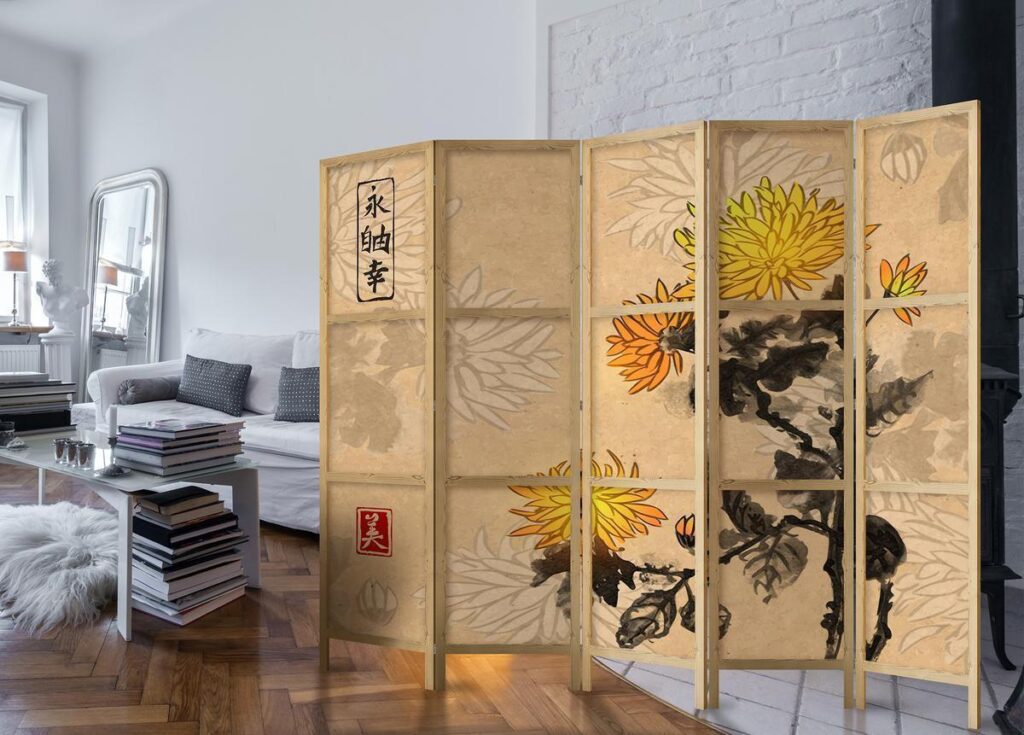 Japans kamerscherm - Style: Chrysanthemums II