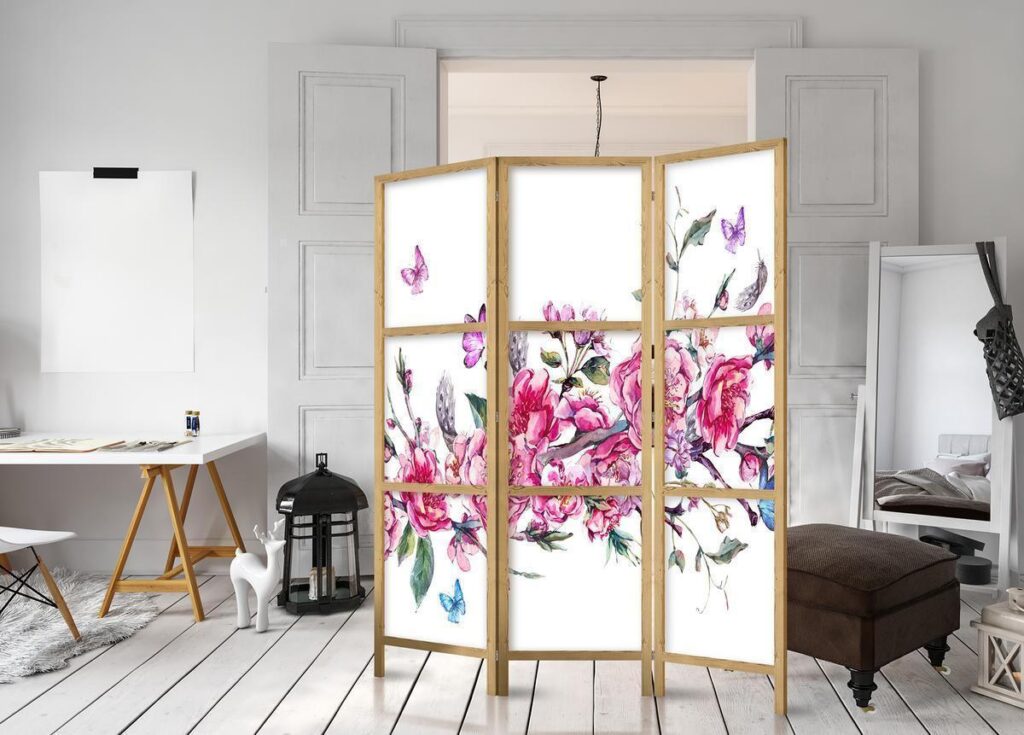 Japans kamerscherm - Style: Flowers and Butterflies