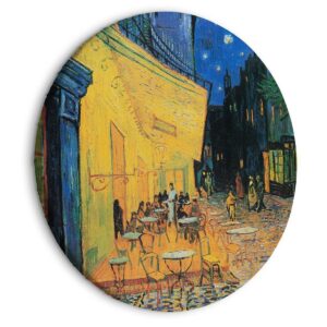 Rond schilderij - Café Terrace at Night, Vincent Van Gogh - View of a French Street