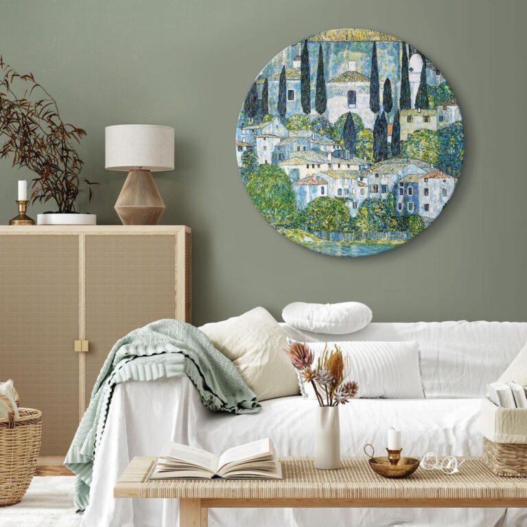 Rond schilderij - Church in Cassone, Gustav Klimt - German Architecture by the River