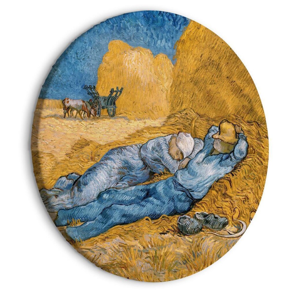 Rond schilderij - Noon: Rest from Work (Vincent Van Gogh) - Afbeelding 2