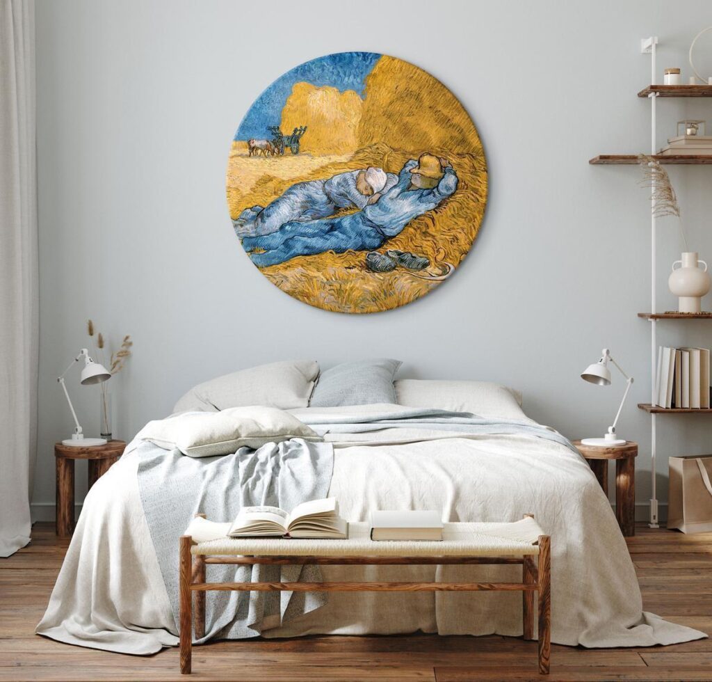 Rond schilderij - Noon: Rest from Work (Vincent Van Gogh)