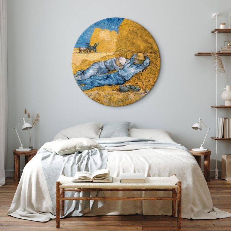 Rond schilderij - Noon: Rest from Work (Vincent Van Gogh)