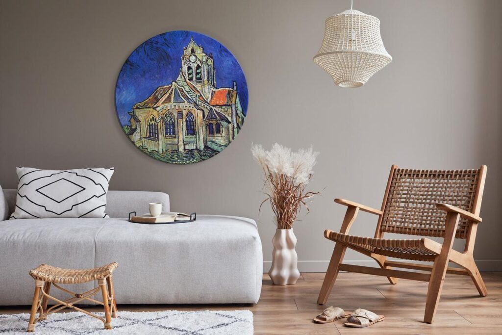 Rond schilderij - The Church at Auvers (Vincent van Gogh) - Afbeelding 2