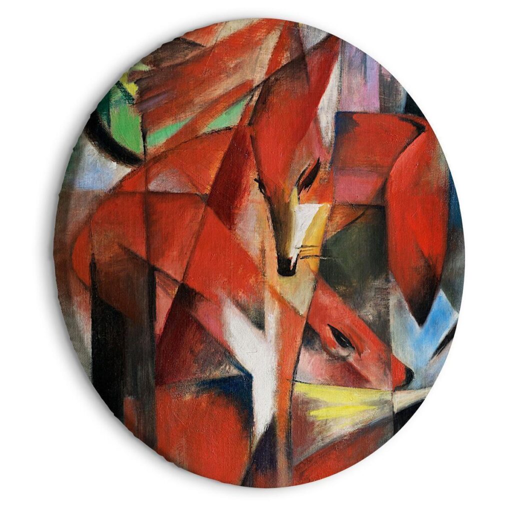 Rond schilderij - The Foxes (Franz Marc) - Afbeelding 2