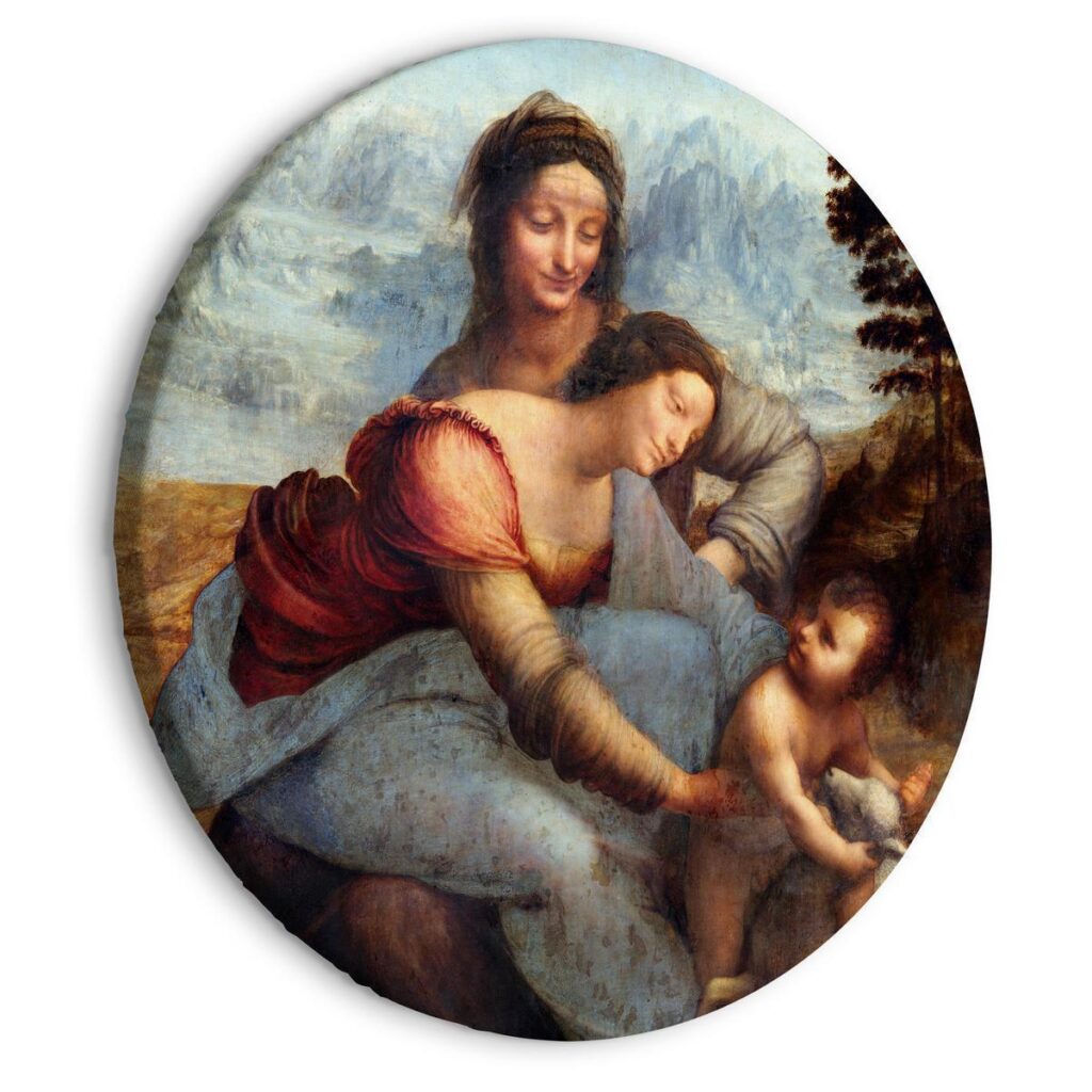 Rond schilderij - The Virgin and Child with Saint Anne (Leonardo da Vinci) - Afbeelding 2