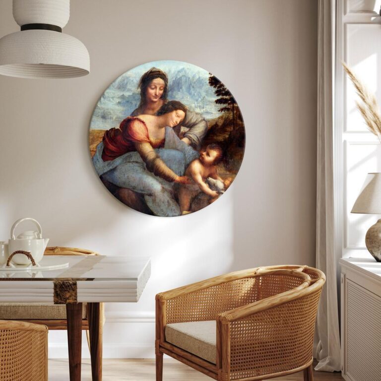 Rond schilderij - The Virgin and Child with Saint Anne (Leonardo da Vinci)
