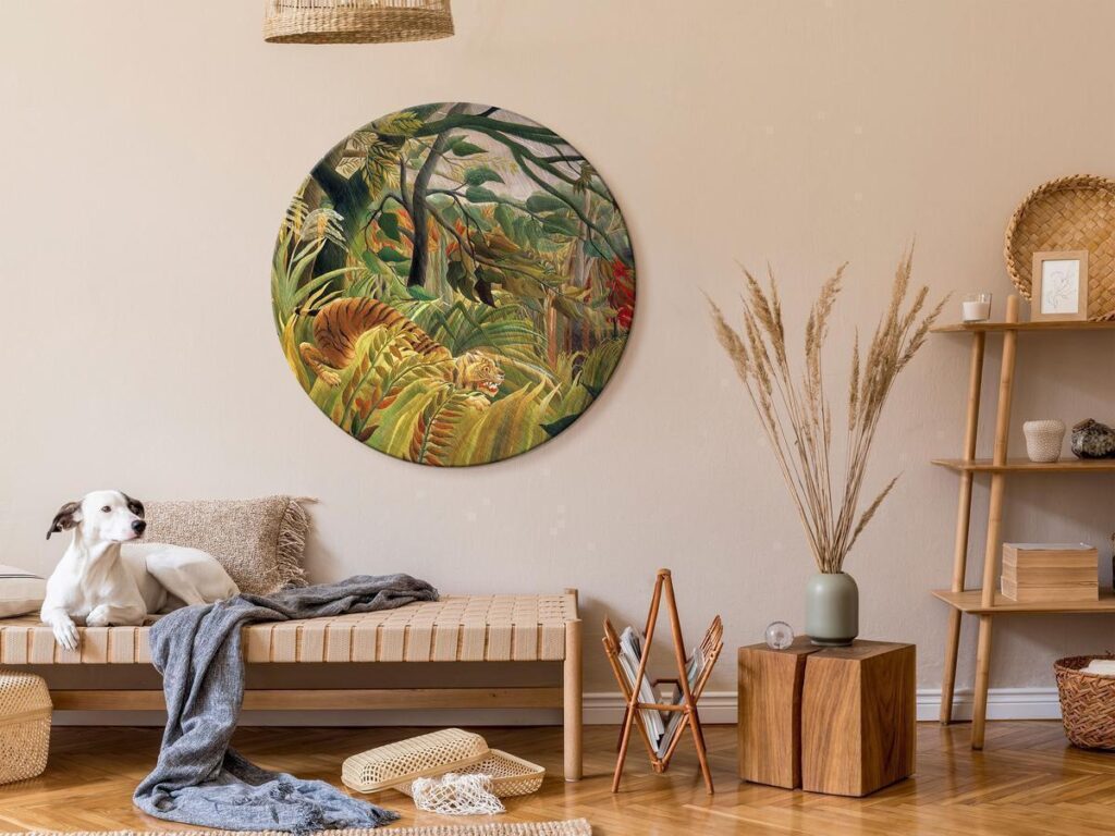 Rond schilderij - Tiger in a Tropical Storm (Henri Rousseau) - Afbeelding 2