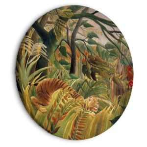 Rond schilderij - Tiger in a Tropical Storm (Henri Rousseau)